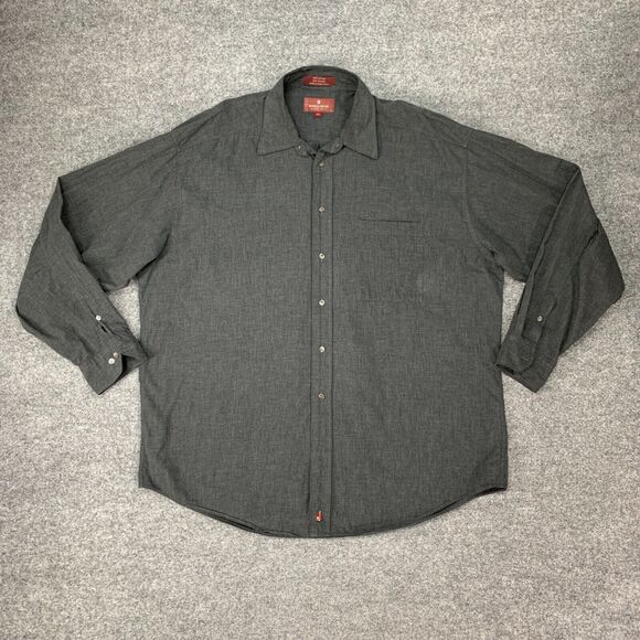 Nordstrom Dress Shirt Men L Large Charcoal Gray Natural Style Long Sleeve Collar - Picture 2 of 12